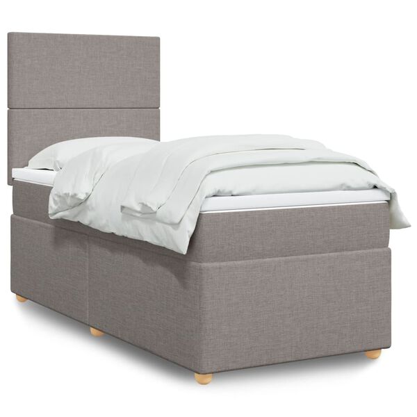 vidaXL Sommier à lattes de lit avec matelas Taupe 90x200 cm Tissu