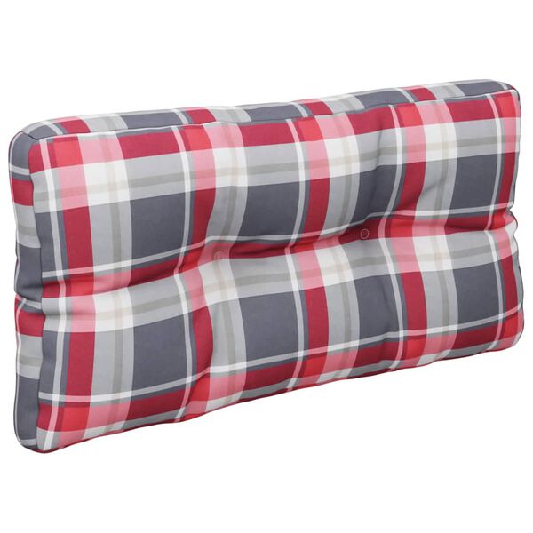 vidaXL Coussins de palette lot de 2 motif &agrave; carreaux rouge tissu