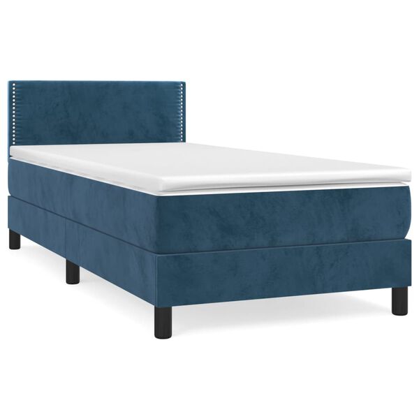vidaXL Sommier &agrave; lattes de lit avec matelas Bleu fonc&eacute; 90x200 cm