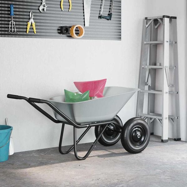 vidaXL Remplacement du plateau de brouette Argent&eacute; 88 x 60 x 32 cm