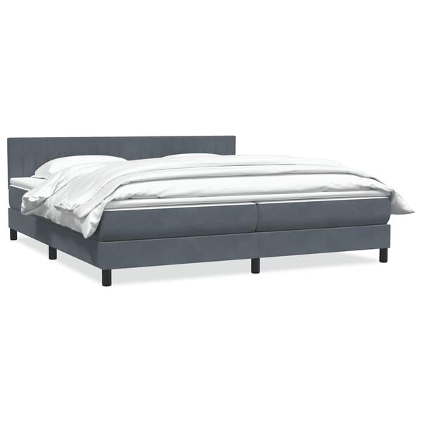 vidaXL Sommier &agrave; lattes de lit et matelas gris fonc&eacute; 180x210cm velours