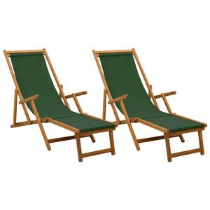 vidaXL Chaise longue pliante 2 pcs 3 Position Bois d'eucalyptus massif
