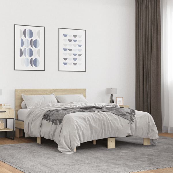 vidaXL Cadre de lit sans matelas ch&ecirc;ne sonoma 120x200 cm