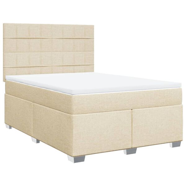 vidaXL Sommier &agrave; lattes de lit avec matelas Cr&egrave;me 140x200 cm Tissu