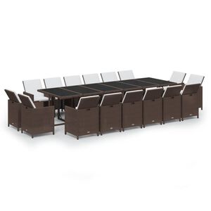 vidaXL Ensemble &agrave; manger de jardin avec coussins 13 pcs R&eacute;sine tress&eacute;e