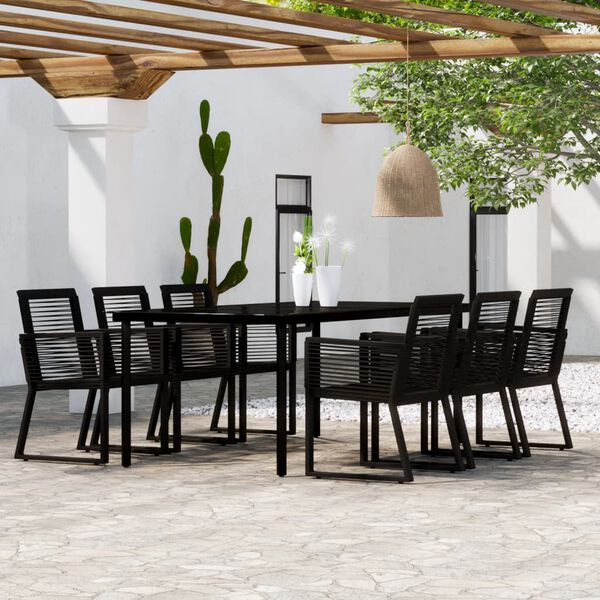 vidaXL Ensemble &agrave; manger de jardin 7 pcs Noir