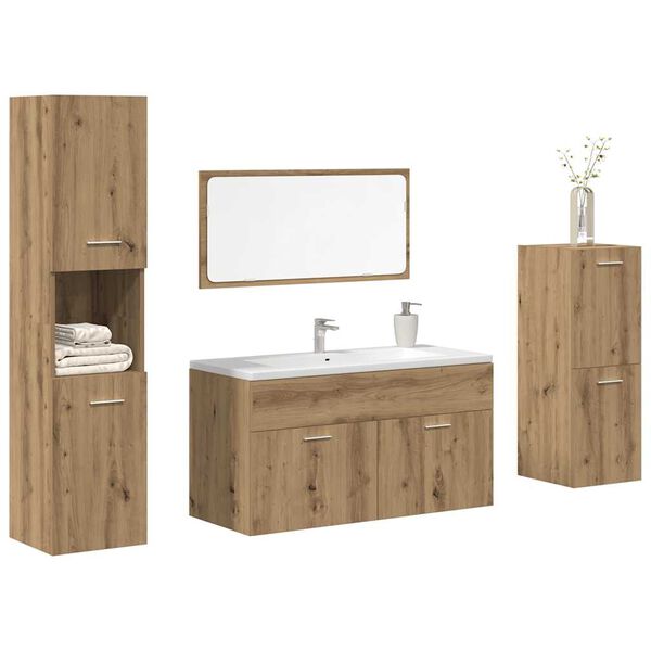 vidaXL Ensemble de meubles salle de bain 4 pcs bois d'ing&eacute;nierie