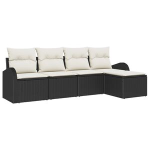 vidaXL Ensemble de Canap&eacute;s avec coussin 5 pcs Noir et Blanc polyrotin