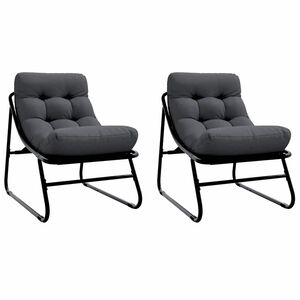 vidaXL Mobilier de jardin avec coussin 2 pcs Noir 60,5 x 81 x 71 cm