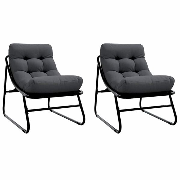 vidaXL Mobilier de jardin avec coussin 2 pcs Noir 60,5 x 81 x 71 cm