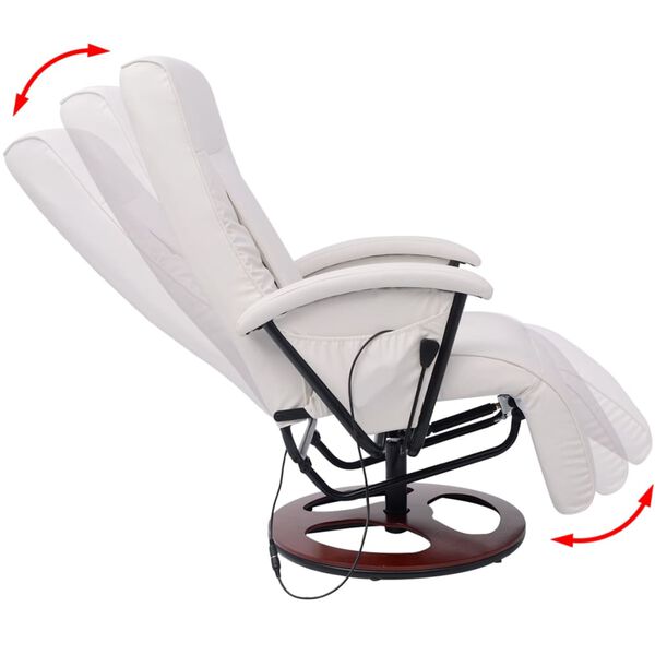 vidaXL Fauteuil de massage shiatsu Blanc Similicuir