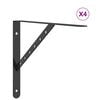 vidaXL Supports d'&eacute;tag&egrave;res 4 pcs 40x2,5x25 cm noir acier inoxydable