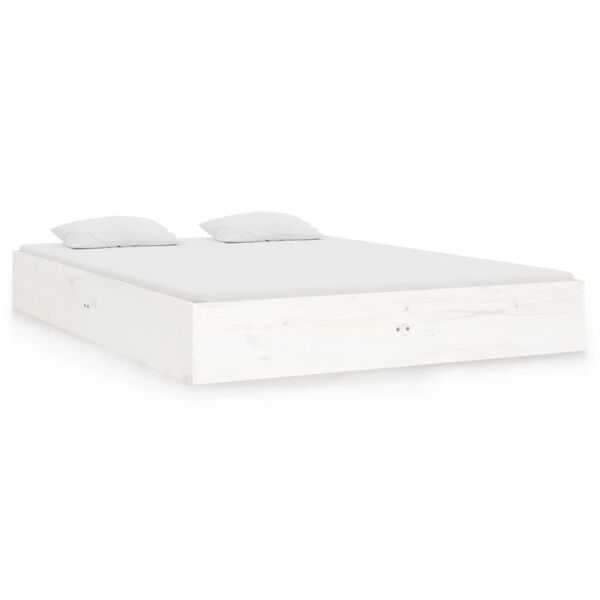 vidaXL Cadre de lit sans matelas blanc bois massif 140x190 cm