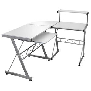 vidaXL Bureau d'ordinateur d'angle Blanc 132x112x99 cm Bois ing&eacute;nierie
