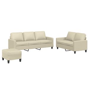 vidaXL Ensemble de canap&eacute;s 3 pcs avec coussins Cr&egrave;me Similicuir