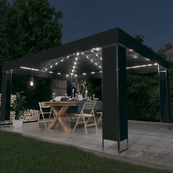 vidaXL Tonnelle avec guirlande lumineuse &agrave; LED 3x4 m Anthracite