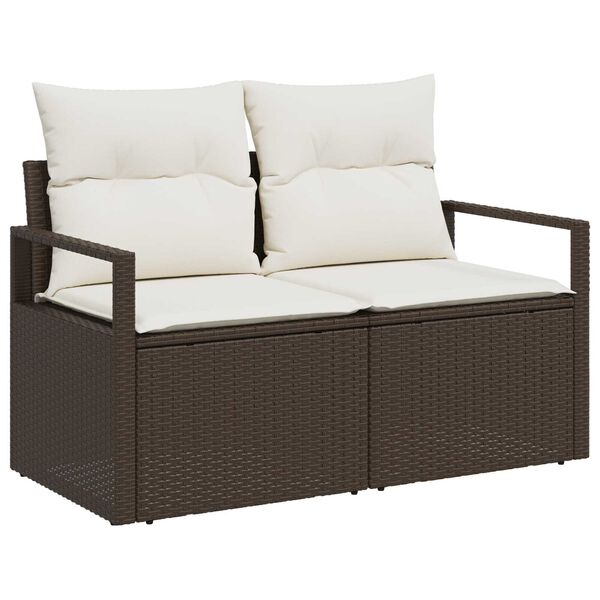 vidaXL Ensemble de canap&eacute; de jardin avec coussin 8 pcs Marron et Cr&egrave;me