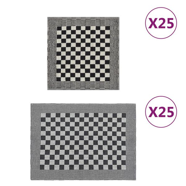 vidaXL Ensemble de serviettes 50 pcs noir et blanc coton
