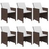 vidaXL Ensemble &agrave; manger de jardin et coussins 7 pcs marron poly rotin