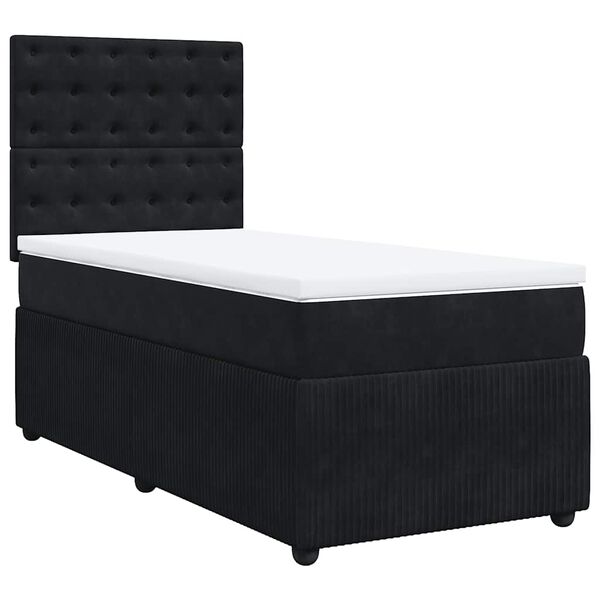 vidaXL Sommier &agrave; lattes de lit avec matelas Noir 90x200 cm Velours