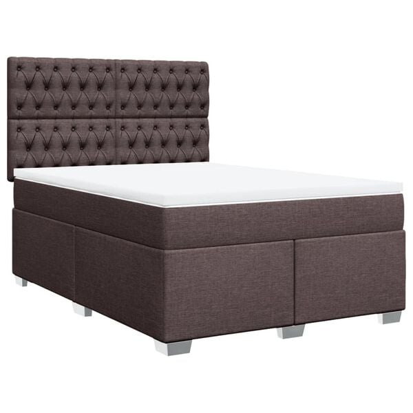 vidaXL Sommier &agrave; lattes de lit avec matelas Marron fonc&eacute; 140x190 cm