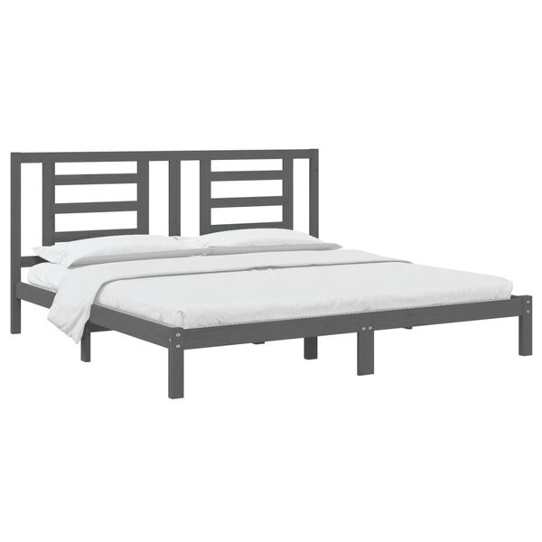 vidaXL Cadre de lit sans matelas gris 200x200 cm bois massif de pin