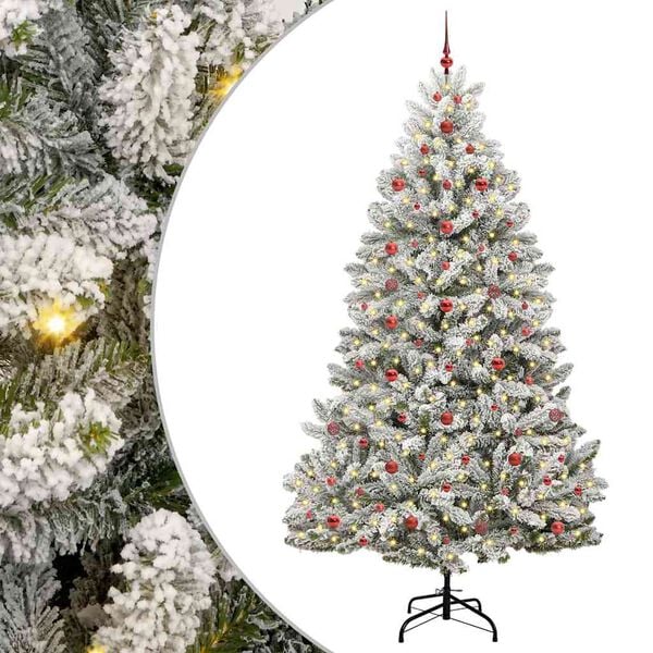 vidaXL Sapin de No&euml;l artificiel Vert et blanc 240 cm PVC et m&eacute;tal