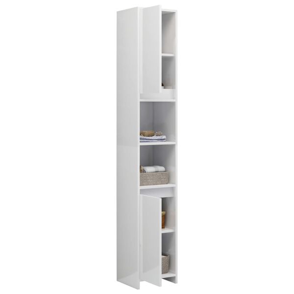 vidaXL Armoire de salle de bain Blanc brillant Bois d'ing&eacute;nierie
