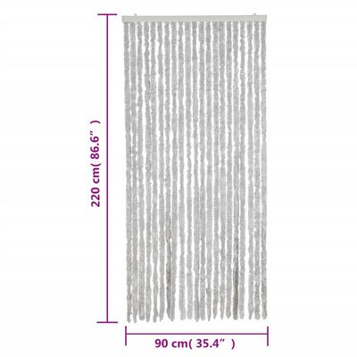 vidaXL Rideau anti-mouches gris 90x220 cm chenille