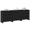 vidaXL Buffet avec tiroir 3 pcs Noir 70 x 41 x 75 cm Bois d'ing&eacute;nierie