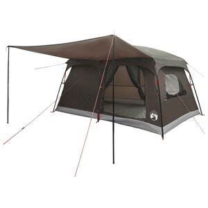 vidaXL Tente familiale 10 personne Marron Gris Polyester et Acier