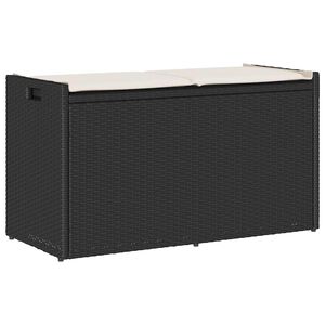 vidaXL Banc de rangement ext&eacute;rieur coussin noir 100 cm r&eacute;sine tress&eacute;e