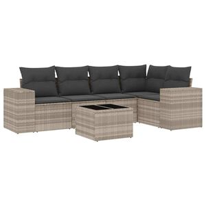 vidaXL Salon de jardin 6 pcs avec coussins gris clair r&eacute;sine tress&eacute;e