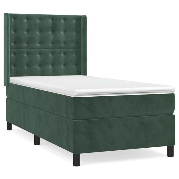 vidaXL Sommier &agrave; lattes de lit avec matelas Vert fonc&eacute; 100x200 cm
