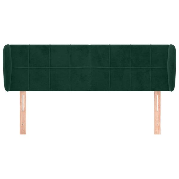 vidaXL T&ecirc;te de lit avec oreilles Vert fonc&eacute; 147x23x78/88 cm Velours