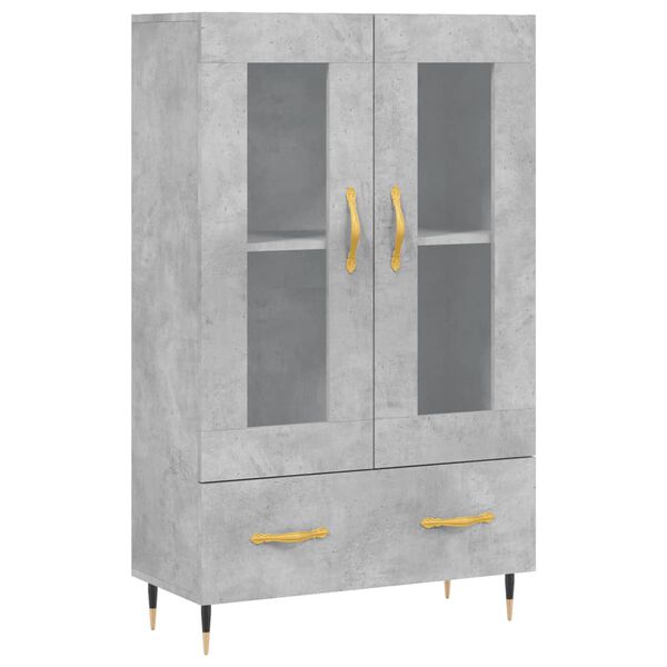 vidaXL Buffet haut gris b&eacute;ton 69,5x31x115 cm bois d'ing&eacute;nierie