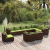 vidaXL Salon de jardin 10 pcs avec coussins R&eacute;sine tress&eacute;e Marron