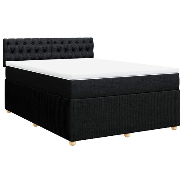vidaXL Sommier &agrave; lattes de lit avec matelas Noir 140x190 cm Tissu