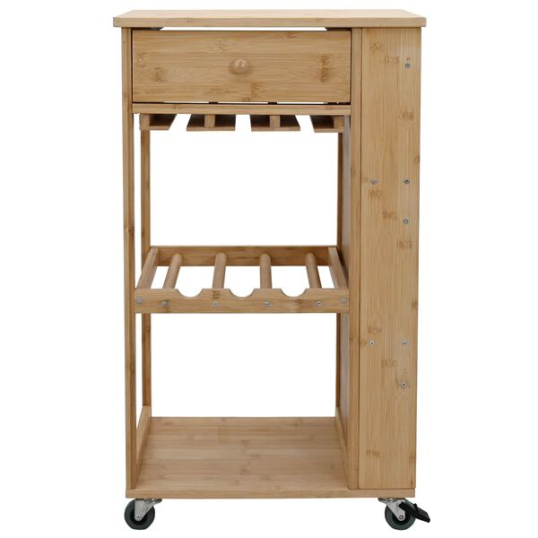 vidaXL Chariot de Cuisine avec Roues Naturel 47,5 x 36 x 83 cm Bambou