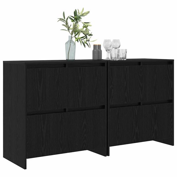 vidaXL Buffets 2 pcs Ch&ecirc;ne noir 70 x 41 x 75 cm Bois d'ing&eacute;nierie