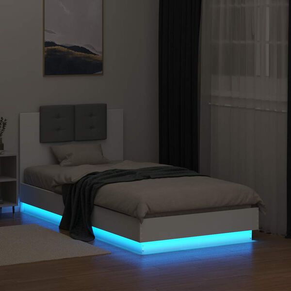vidaXL Cadre de lit avec LED sans matelas blanc 75x190 cm