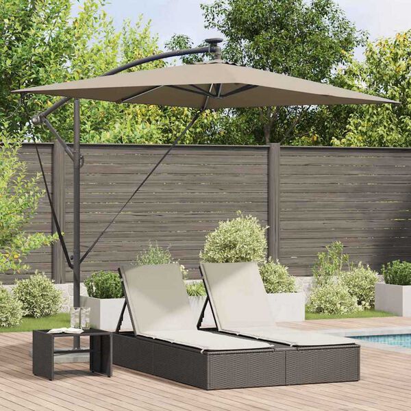 vidaXL Parasol banane à mât déporté Taupe 294 x 200 x 254 cm