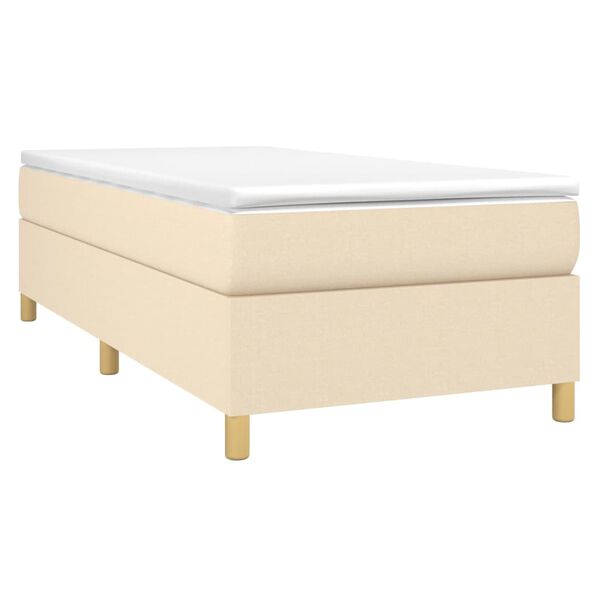 vidaXL Sommier à lattes de lit avec matelas Crème 100x200 cm Tissu