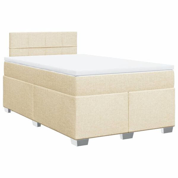 vidaXL Sommier &agrave; lattes de lit avec matelas cr&egrave;me 120x190 cm tissu