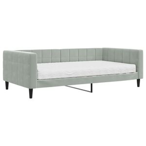 vidaXL Lit de jour avec matelas gris clair 100x200 cm velours