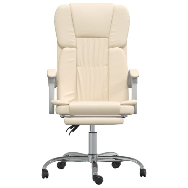 vidaXL Fauteuil inclinable de bureau Cr&egrave;me Similicuir