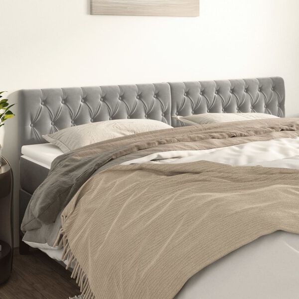 vidaXL T&ecirc;tes de lit Gris clair 180x7x78/88 cm Velours