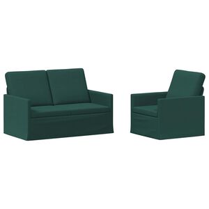 vidaXL Ensemble de Canap&eacute;s 2 pcs Vert fonc&eacute; Tissu