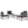 vidaXL Salon de jardin 5 pcs avec coussins anthracite résine tressée