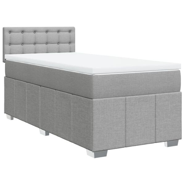 vidaXL Sommier &agrave; lattes de lit avec matelas gris clair 80x200 cm tissu